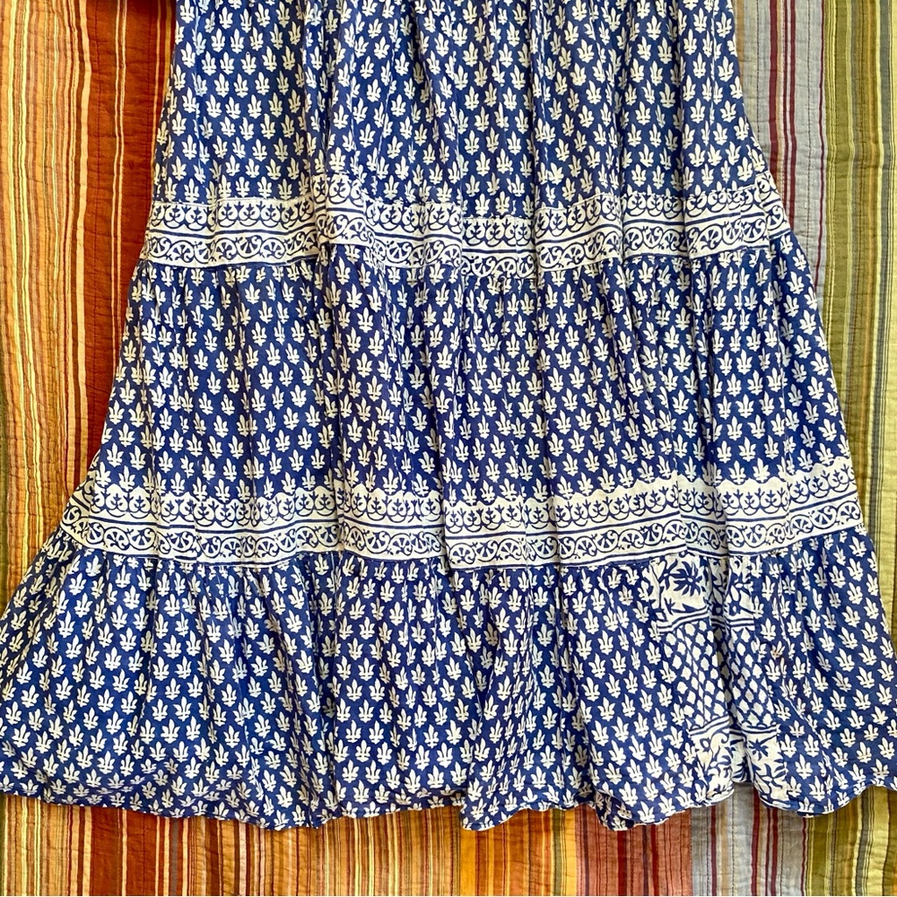 Vintage 70s Indian Cotton Black and White Block Print Dress - Picture 9 of 10